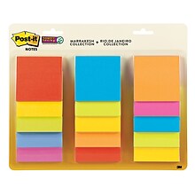 Post-it Super Sticky Notes, 3 x 3, Assorted Collection, 45 Sheet/Pad, 15 Pads/Pack (654-15SSMULTI)