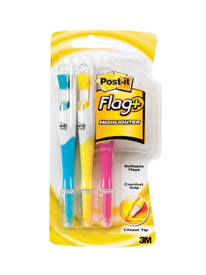 Post-it® Flag + Highlighter, Assorted Colors, 150 Flags/Pack, 3 Highlighters/Pack (689-HL3)
