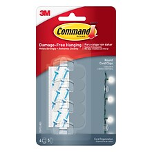 Command™ Round Cord Clips, Clear, 4 Clips (17017CLR)