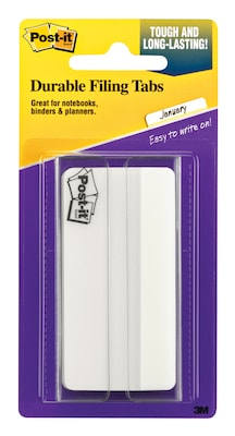 Post-it® Durable Tabs, 3 Wide, Solid, White, 50 Tabs/Pack (686F-50WH3IN)