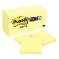 Post-it® Super Sticky Notes, 2 x 2, Canary Yellow, 12 Pads/Pack (622-12SSCY)