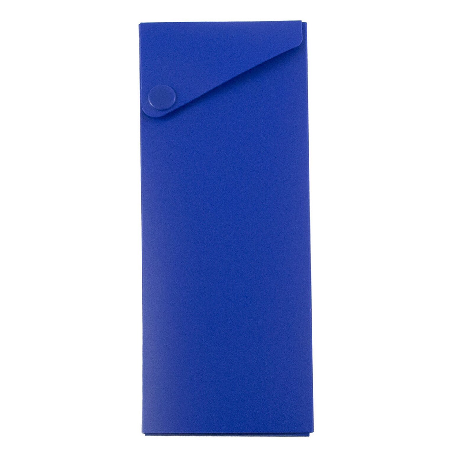 JAM Paper® Plastic Sliding Pencil Case Box with Button Snap, Blue (2166513297)