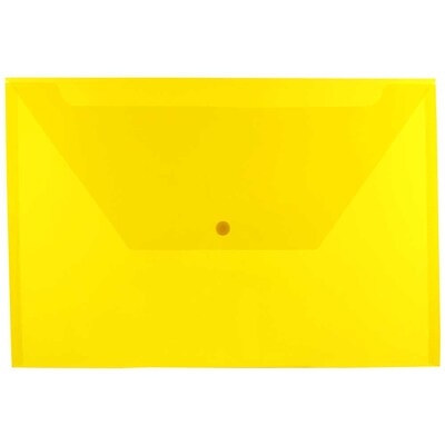 JAM Paper® Plastic Envelopes with Snap Closure, Legal Booklet, 9.75 x 14.5, Yellow, 12/Pack (34830YE