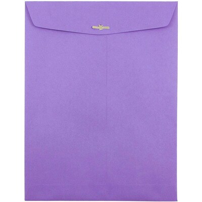 JAM Paper 10" x 13" Open End Catalog Colored Envelopes with Clasp Closure, Violet Purple Recycled, 10/Pack (V0128182B)