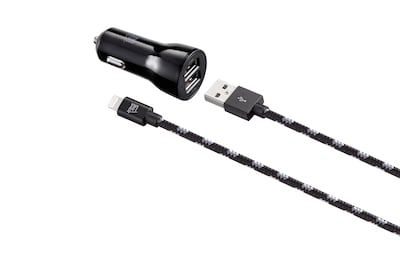 LAX Gadgets MFI Certified 6ft Charger with Car Charger Black (MFICAR6FT-BLK)