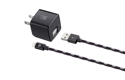 LAX Gadgets MFI Certified 6ft Charger with Wall Charger Black (MFIWALL6FT-BLK)