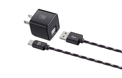 LAX Gadgets LAX Type C 6ft Charger with Wall Charger Black (USBCWALL6FT-BLK)