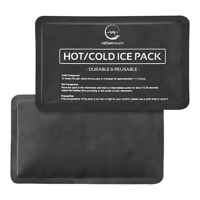 AllSett Health Reusable Soft Gel Packs for Injuries with Velvet-Soft Fleece Fabric, 2-Pack, Black (ASH0F2PK-BLK)