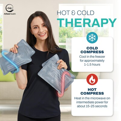 AllSett Health Reusable Soft Gel Packs for Injuries with Velvet-Soft Fleece Fabric, 4-Pack, Gray (ASH0FGRY4PK)