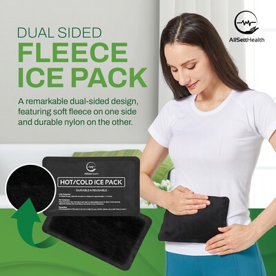 AllSett Health Reusable Soft Gel Packs for Injuries with Velvet-Soft Fleece Fabric, 4-Pack, Black (ASH0FB4PK)