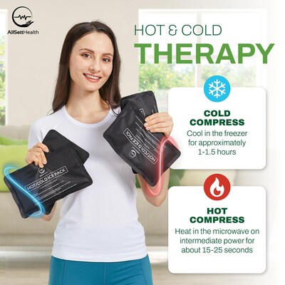 AllSett Health Reusable Soft Gel Packs for Injuries with Velvet-Soft Fleece Fabric, 4-Pack, Black (ASH0FB4PK)