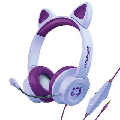HyperGear Kombat Kitty Gaming Headset for Kids, 3.5mm, Purple (15555)