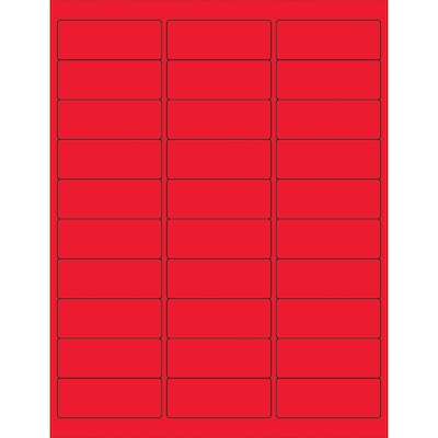 Tape Logic® Removable Rectangle Laser Labels, 2 5/8 x 1, Fluorescent Red, 3000/Case (LL405RD)