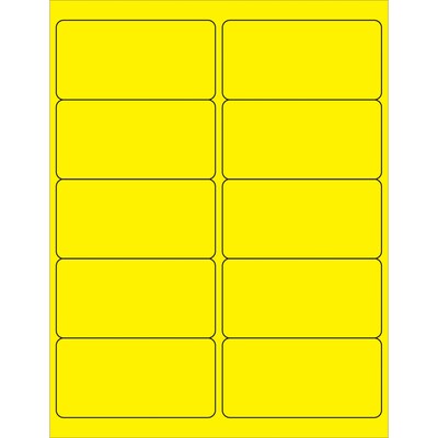 Tape Logic® Removable Rectangle Laser Labels, 4 x 2, Fluorescent Yellow, 1000/Case (LL410YE)