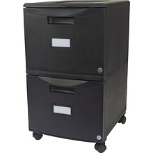 Storex 2-Drawer Mobile Vertical File Cabinet, Letter Size, Lockable, 18.25H x 14.75W x 26D, Black