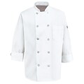 Chef Designs® Mens Long Sleeve Ten Pearl-Button Chef Coat, White, 4XL