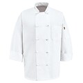 Chef Designs® Long Sleeve Executive Chef Coat, White, Large Long