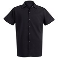 Chef Designs Short-Sleeve Spun Poly Long Cook Shirt, Black, 5XL