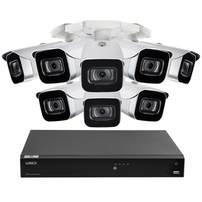 Lorex Fusion 4K 8.0-MP 16-Camera-Capable 4-TB NVR System with 8 IP Bullet Cameras, White (N864A64B-8