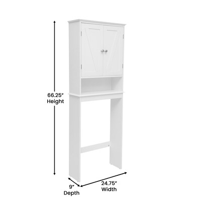 Flash Furniture Dune 66.25" Over the Toilet Shelf Cabinet with 3 Shelves, White (FSBATH1WH)
