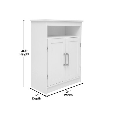 Flash Furniture Vega 31.5" Bathroom Storage Cabinet Organizer with 3 Shelves, White (FSVEGABATH4WH)