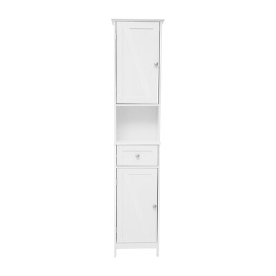 Flash Furniture Dune 70" Freestanding Bathroom Linen Tower Storage Cabinet with 5 Shelves, White (FSBATH6WH)