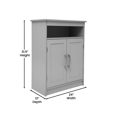 Flash Furniture Vega 31.5" Bathroom Storage Cabinet Organizer with 3 Shelves, Gray (FSVEGABATH4GY)