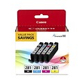 Canon 281 Black/Cyan/Magenta/Yellow Standard Yield Ink Cartridge, 4/Pack (2091C005)