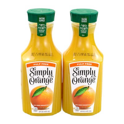 Simply Orange Juice Pulp Free, 52 oz., 2/Pack (10014)