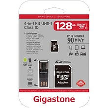 Gigastone GS-4IN1600X128GB-R      Prime Series microSD Card 4-in-1 Kit (128GB) (GIGS4IN1128GBR)