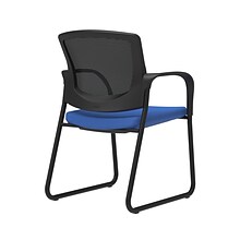 Union & Scale Workplace2.0™ Vinyl and Mesh Guest Chair, Marine Blue, Integrated Lumbar, Fixed Arms (