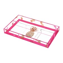 Deflecto® Desklarity™ Small Organizer Tray, Precisely Pineapple, Pink/Metallic Gold, 1-1/2 x 6 x 1