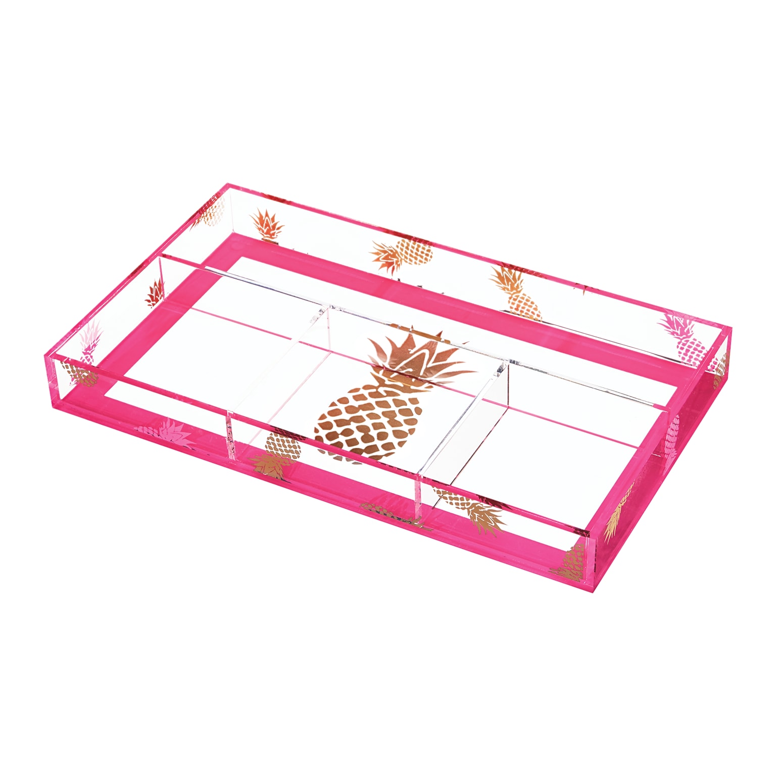 Deflecto® Desklarity™ Small Organizer Tray, Precisely Pineapple, Pink/Metallic Gold, 1-1/2 x 6 x 10-2/5 (DEF-41691)