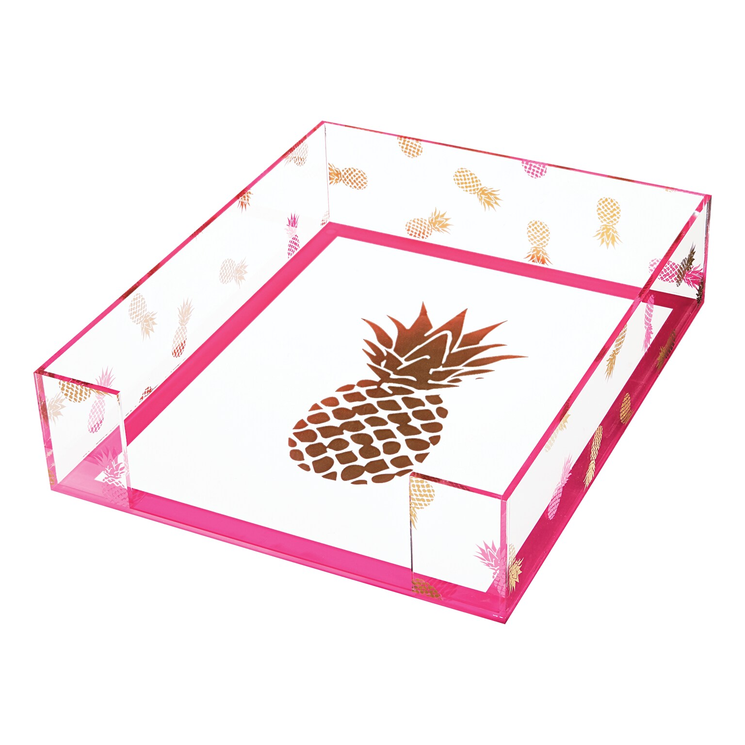 Deflecto® Desklarity™ Letter Tray, Precisely Pineapple, Pink/Metallic Gold, 3 x 10-1/2 x 12-4/5 (DEF-41692)