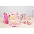 Deflecto® Desklarity™ Storage Cube with X Dividers, Precisely Pineapple, Pink/Metallic Gold, 6 x 6