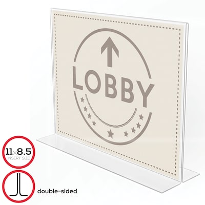 Deflecto® Anti-Glare Double Sided Sign Holder, 11"W x 8.5"H Landscape", Clear Acrylic (879301)