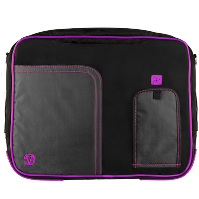 Vangoddy SumacLife 14" Business Messenger Briefcase Laptop Case, Black Purple (PT_NBKLEA737_W1)