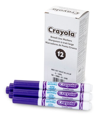 Crayola Ultra-Clean Washable Markers, Conical Tip, Purple, 12/Pack (57-7800-040)