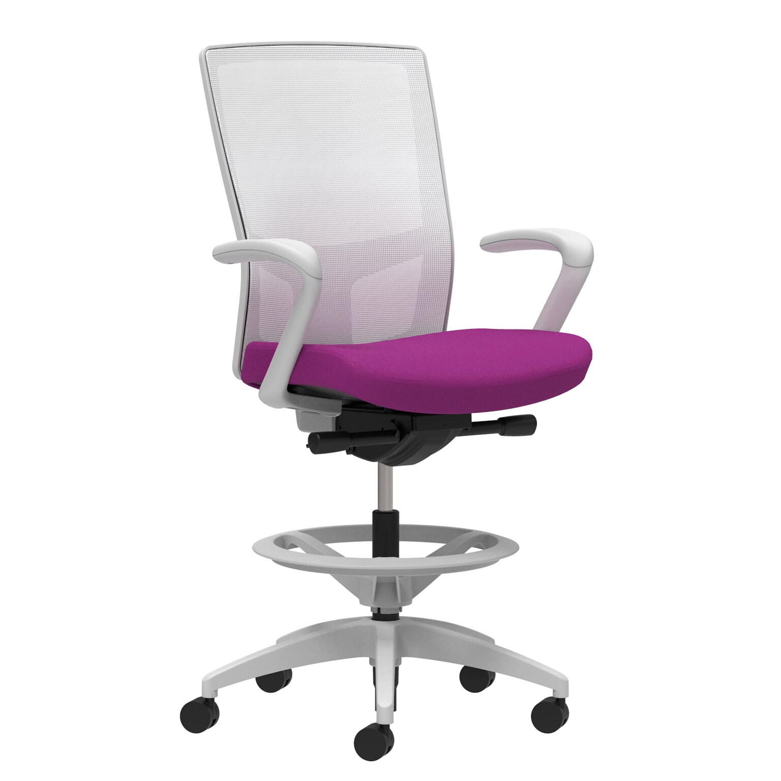 Union & Scale Workplace2.0™ Fabric Stool, Amethyst, Integrated Lumbar, Fixed Arms, Synchro-Tilt, Partial Assembly Required