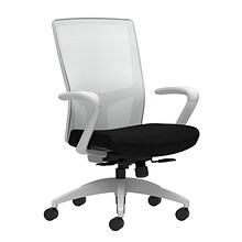 Union & Scale Workplace2.0™ Fabric Task Chair, Black, Integrated Lumbar, Fixed Arms, Synchro-Tilt w/