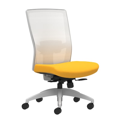 Union & Scale Workplace2.0™ Fabric Task Chair, Goldenrod, Adjustable Lumbar, Armless, Synchro-Tilt w