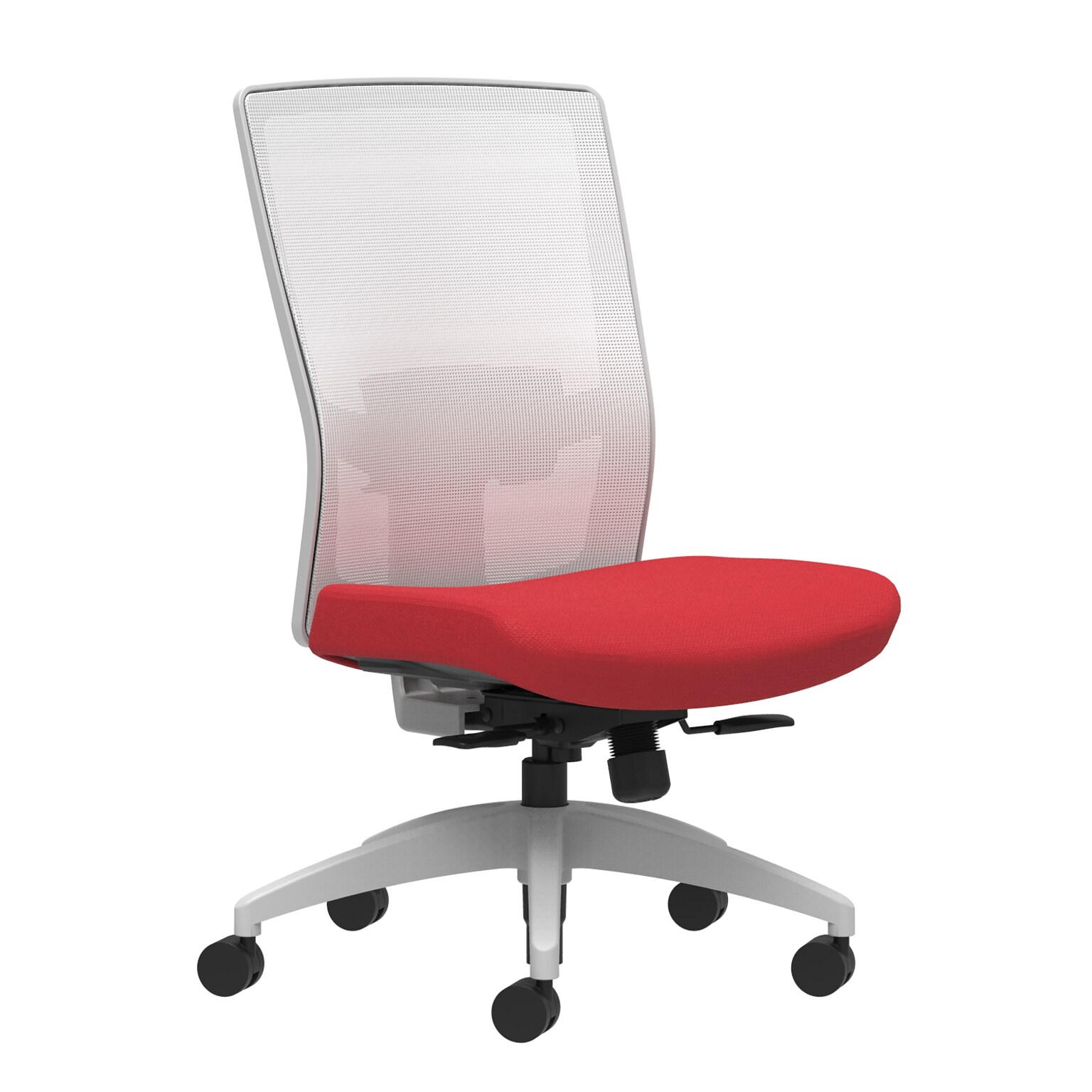 Union & Scale Workplace2.0™ Fabric Task Chair, Cherry, Adjustable Lumbar, Armless, Synchro-Tilt w/ Seat Slide Control (53495)