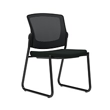 Union & Scale Workplace2.0™ Guest Chair, Black Vinyl, Integrated Lumbar, Armless, Stationary Seat Co