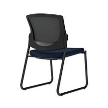 Union & Scale Workplace2.0™ Fabric Guest Chair, Navy, Integrated Lumbar, Armless, Stationary Seat Co