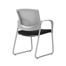 Union & Scale Workplace2.0™ Guest Chair, Black Vinyl, Integrated Lumbar, Fixed Arms, Stationary Seat