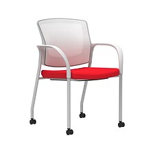 Union & Scale Workplace2.0™ Fabric Guest Chair, Ruby Red, Integrated Lumbar, Fixed Arms, Stationary