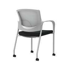 Union & Scale™ Workplace2.0™ Vinyl Guest Chair, Black Vinyl, Integrated Lumbar, Fixed Arms, Stationa