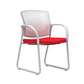 Union & Scale Workplace2.0™ Fabric Guest Chair, Ruby Red, Integrated Lumbar, Fixed Arms, Stationary,