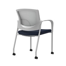 Union & Scale Workplace2.0™ Fabric Guest Chair, Navy, Integrated Lumbar, Fixed Arms, Stationary, Ful