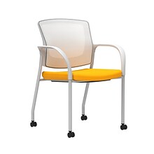 Union & Scale Workplace2.0™ Fabric Guest Chair, Goldenrod, Integrated Lumbar, Fixed Arms, Stationary